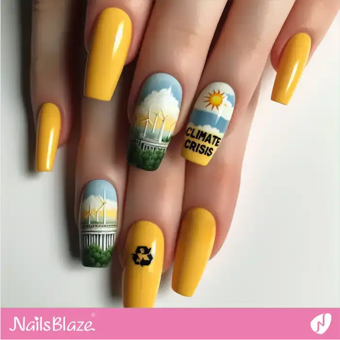 Renewable Energy for a Sustainable Future Nail Art | Climate Crisis Nails - NB2683